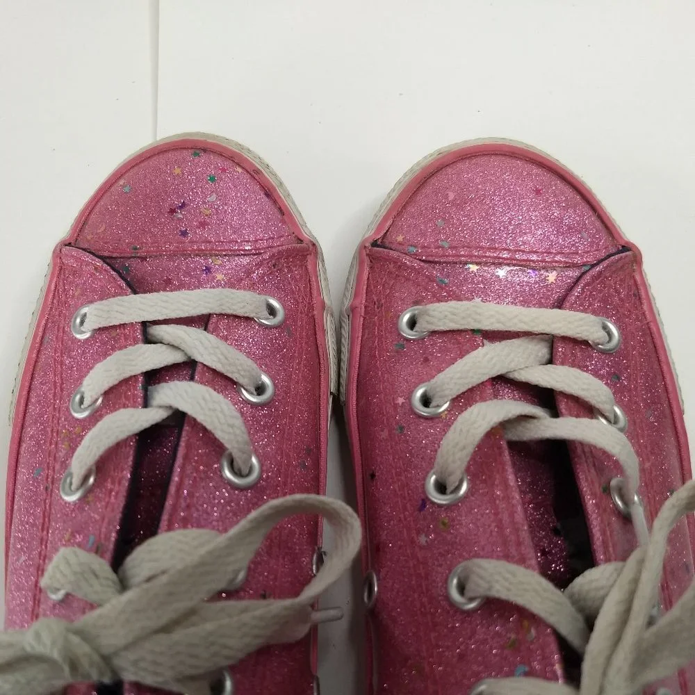 pink Sparkle Galaxy Glitter Star Converse Size US 2 Youth Girls Fun Colorful